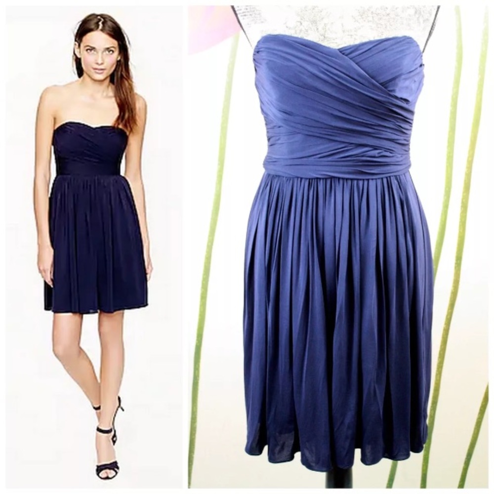 J Crew Arabelle Strapless Dress Navy Strapless
